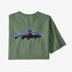 PATAGONIA Men's All Home Water Organic T-Shirt - Sedge Green w/Fitz Roy Trout
