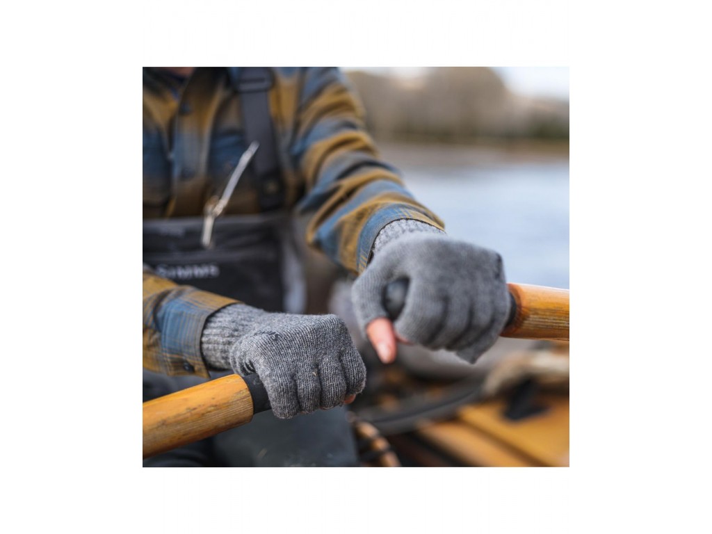 GANTS / MITAINES SIMMS Wool ½ Finger Glove Steel S/M